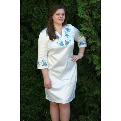 Embroidered dress Plus Size "Cornflowers Dreams 2"